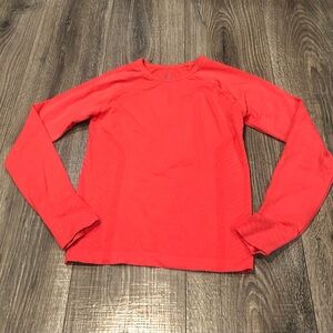 Athleta GIRL Compression Long Sleeve Tee Size 8-10 Kids Top in Bright Coral